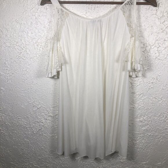 BEBE  XS Cream Lace trim festival  Cottagecore BOHO peasant top - Picture 7 of 7